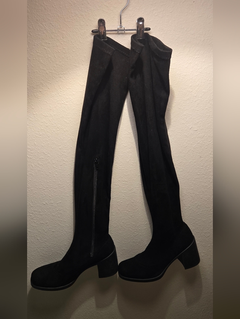 TopShop Black Over-the-Knee Block Heel Boots